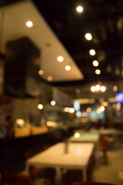 istock Cafe blur background with bokeh.Restaurant abstract defocused. 641414756
