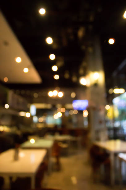 Cafe blur background with bokeh.Restaurant abstract defocused.