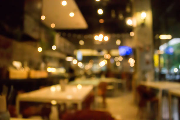 istock Cafe blur background with bokeh.Restaurant abstract defocused. 641414766