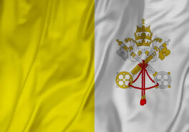 Photo of Closeup of Ruffled Vatican City Flag, Vatican City Flag Blowing in Wind