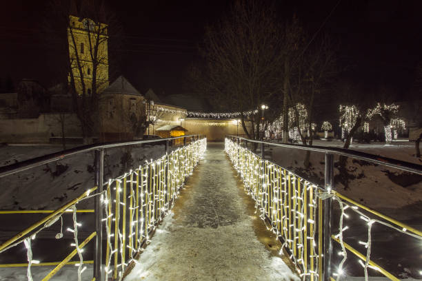 istock bridge of light in the night in winter time 641425312
