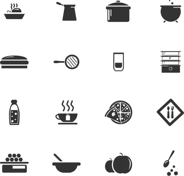 Vector illustration of food and kitchen icon set