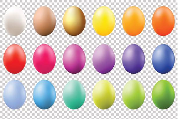 illustrazioni stock, clip art, cartoni animati e icone di tendenza di set di uova colorate - uovo