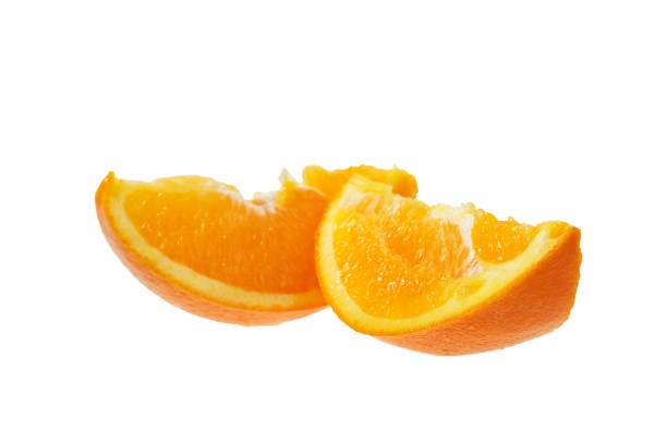 istock Ripe slice of orange on  white 641440336