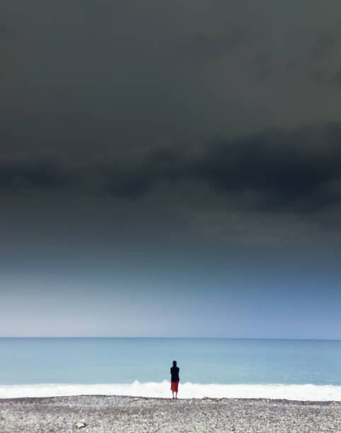 istock Alone girl at the beach 641441532