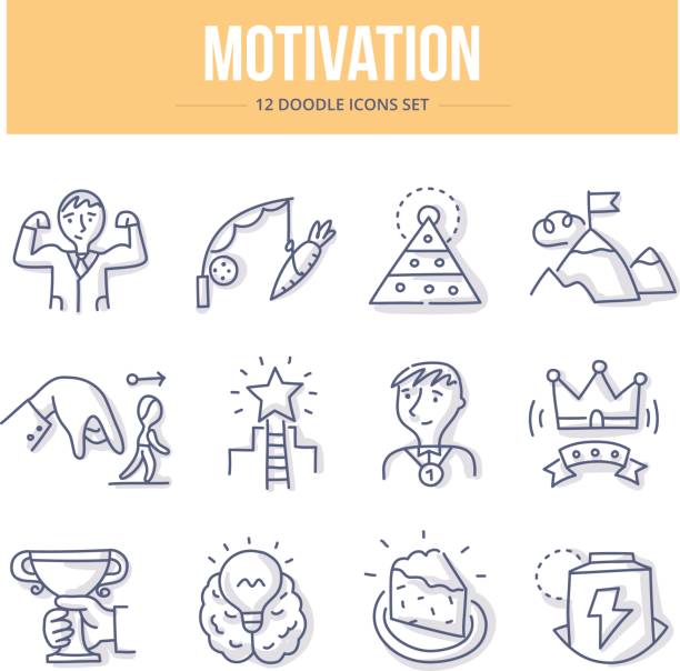 Motivation Doodle Icons - ilustração de arte vetorial