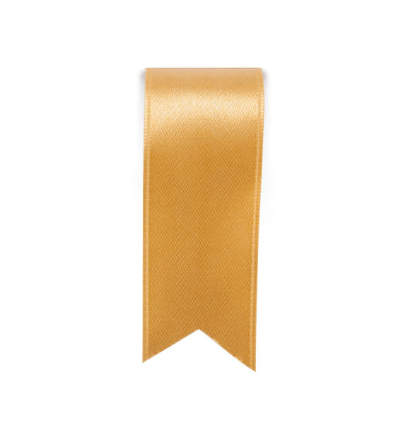 istock Gold ribbon bookmark isolated on white 641445050