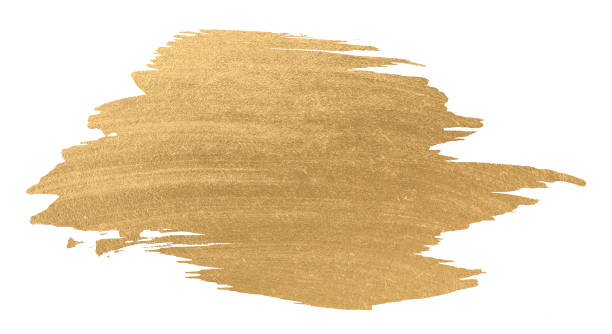 istock Gold watercolor texture paint stain shining brush stroke 641445136