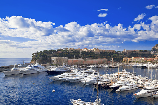 Monaco, Montecarlo - September 17, 2017:  Rock of Monaco, prove houses and fortress belongs to royal family