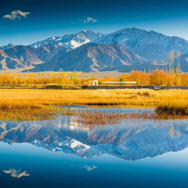 Panorama of a nature and landscape view in Leh ladakh india Panorama of a nature and landscape view in Leh ladakh india leh district stock pictures, royalty-free photos & images