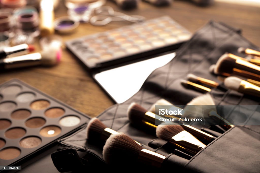 Artist makeup Artist makeup theme, set of cosmetics and accessories Artist Stock Photo