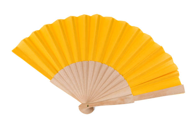 istock Yellow Open Hand Fan Isolated on a White Background. 641455650