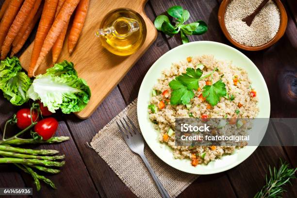 Quinoa Salad Plate Shot From Above Stock Photo - Download Image Now - Quinoa, Salad, Carrot