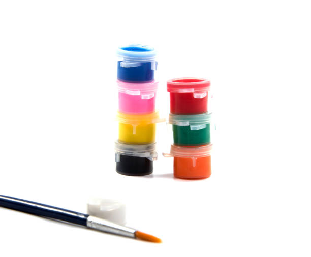 istock Brushes and paints to paint spread out isolated on white background. 641458738