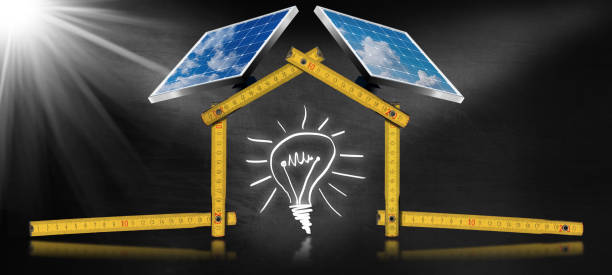 istock Project of Ecological House with Solar Panels 641465012