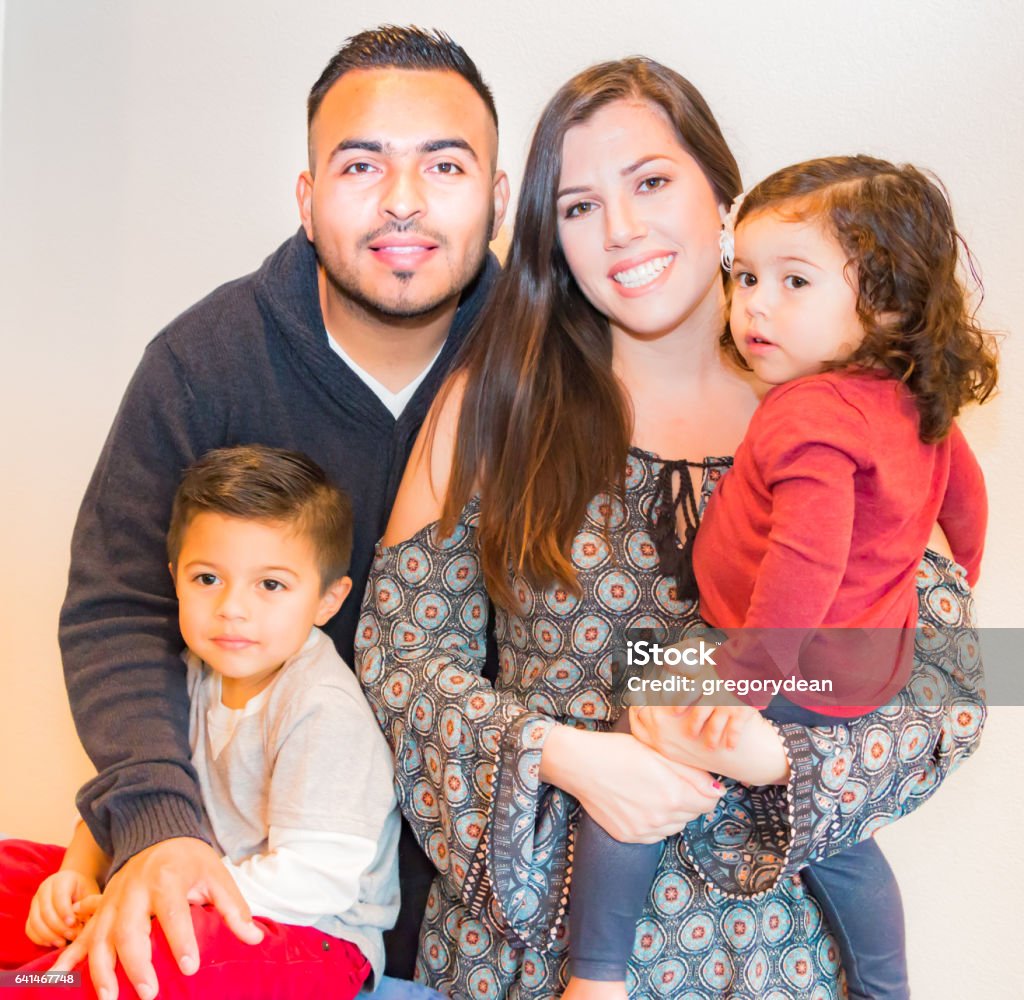 Portrait of Happy Hispanic Family Beautiful Portrait of Happy Hispanic Family Family Stock Photo