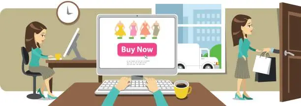 Vector illustration of Online shopping