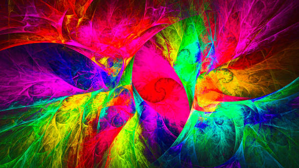 światło i cień. kolorowe błyski. - kaleidoscope fractal psychedelic abstract stock illustrations