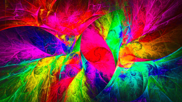 свет и тень. цветные вспышки. - kaleidoscope fractal psychedelic abstract stock illustrations