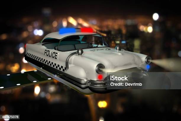 Police Car In The Future Stock Illustration - Download Image Now - Aerodynamic, Air Vehicle, Airplane