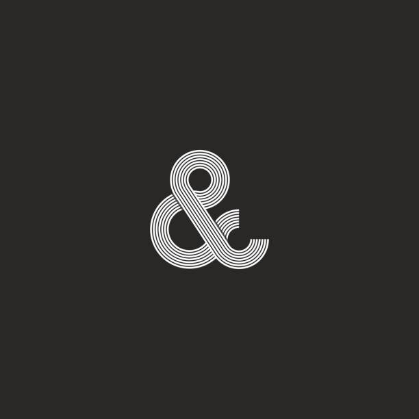 illustrations, cliparts, dessins animés et icônes de intersection ligne mince esperluette logo monogramme noir et blanc - esperluette