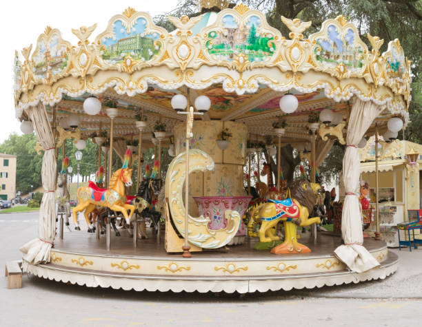 istock Colourful carousel in the Park 641480972