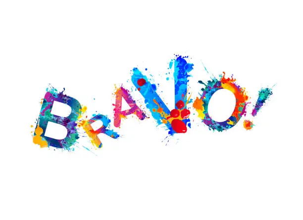 Bravo! Watercolor splash paint vector word on white background