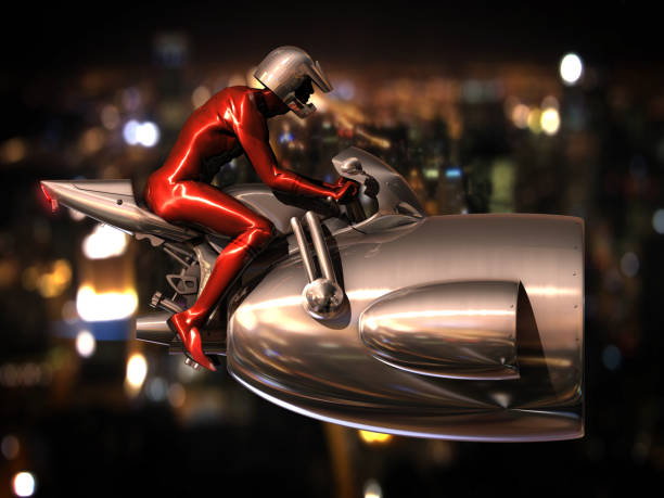 Air Pilot in The Future Futuristic airbike and pilot is flying with new generation jet technology in the future. scenery video stock illustrations