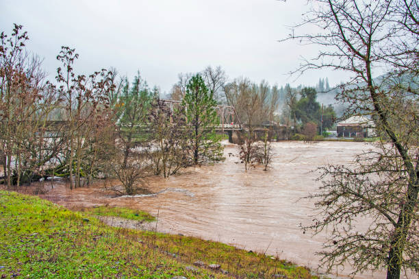 istock Flooding in Coloma with Bridge and Building 641486958