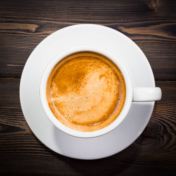 istock Overhead view of a freshly brewed mug of coffee 641488660