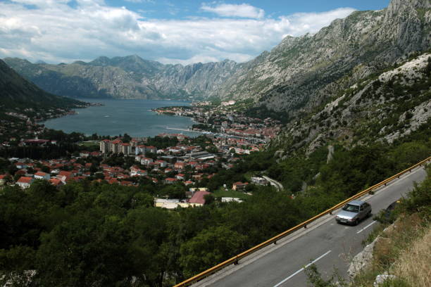 The old town of the city Kotor on the kotor bay on the adriatic sea in Montenegro in the balkan in east europe.