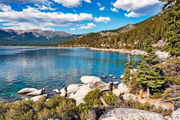 North Shore Lake Tahoe Nevada with Visitors stock photo