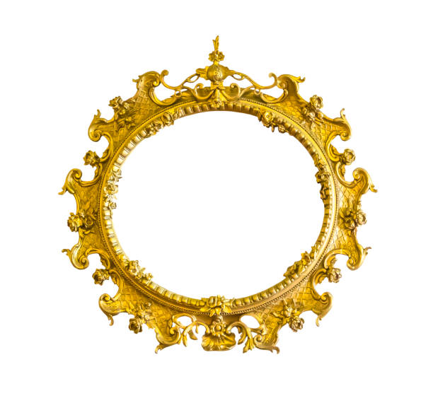 istock Antique golden ellipse frame isolated 641504208