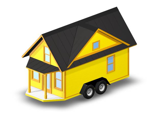 illustrations, cliparts, dessins animés et icônes de rendu 3d illustration d’une petite maison sur blanc. - terrain de mobile homes