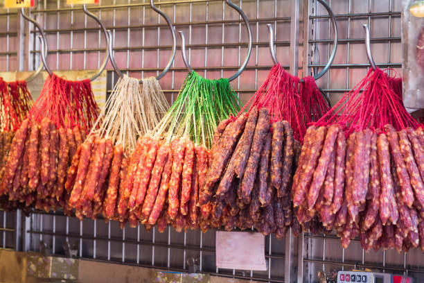 istock Chinese sausage or Lap Cheong on display for sale 641506936