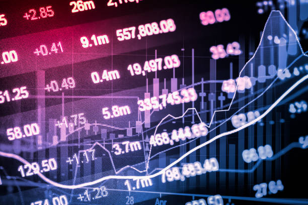 istock Stock market indicator and financial data view from LED. Double 641508912