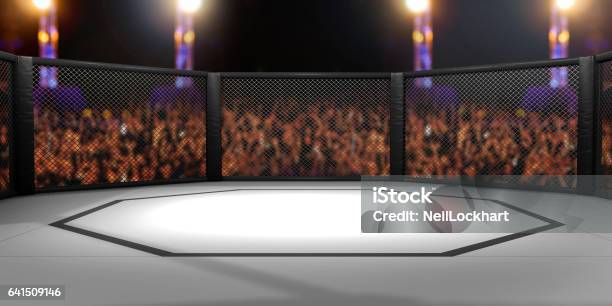 3d Rendered Illustration Of An Mma Mixed Martial Arts Fighting Cage Arena Stock Illustration - Download Image Now