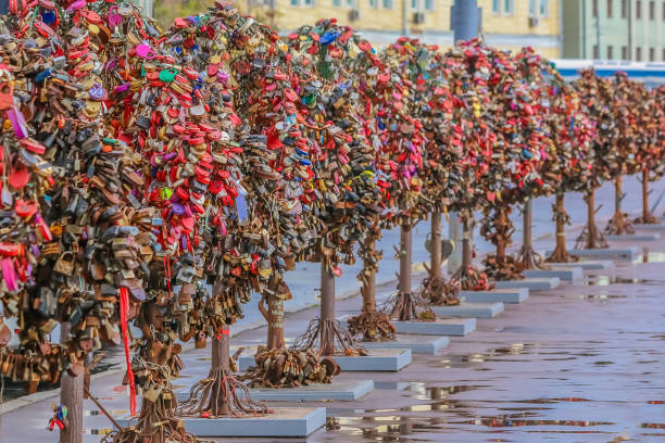 istock Love locks symbolizing  marriage and engagement 641509356