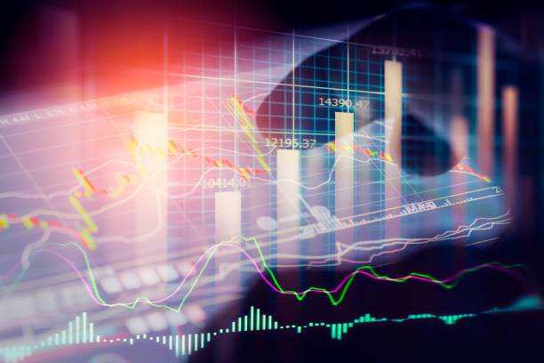istock Stock market indicator and financial data view from LED. Double 641510408