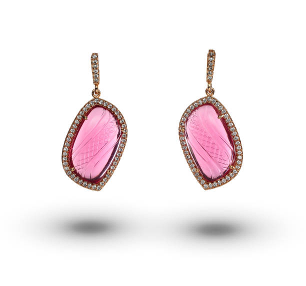 istock Beautiful earrings over white background 641511238