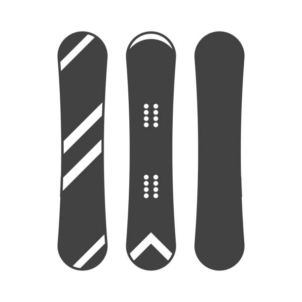 ikona monochromatyczny kontur snowboardu - snowboard stock illustrations