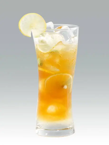 A glass of Iced tea isolated on white background