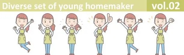 Vector illustration of Diverse set of young homemaker, EPS10 vector format vol.02