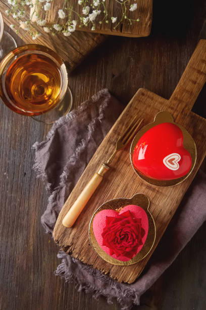 istock Delightful, luxury mousse cake in the form heart. Valentine's Da 641516870