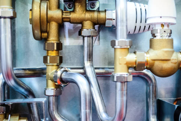 istock System of steel pipelines and regulators. 641517160