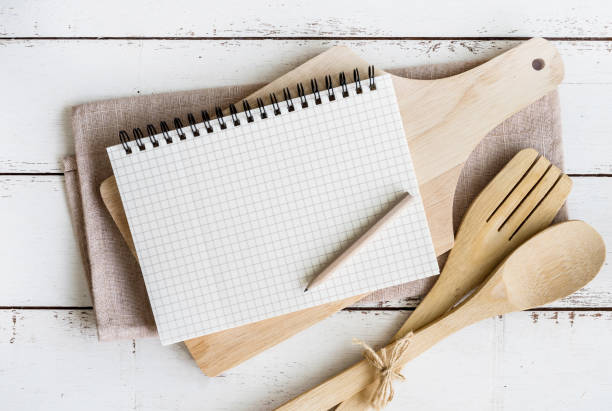 istock Blank notebook with wooden utensil 641520592
