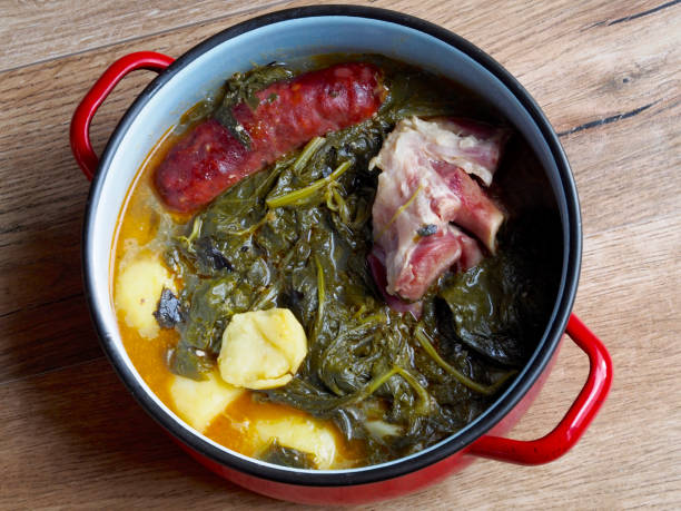 Galician cooked in saucepan on table