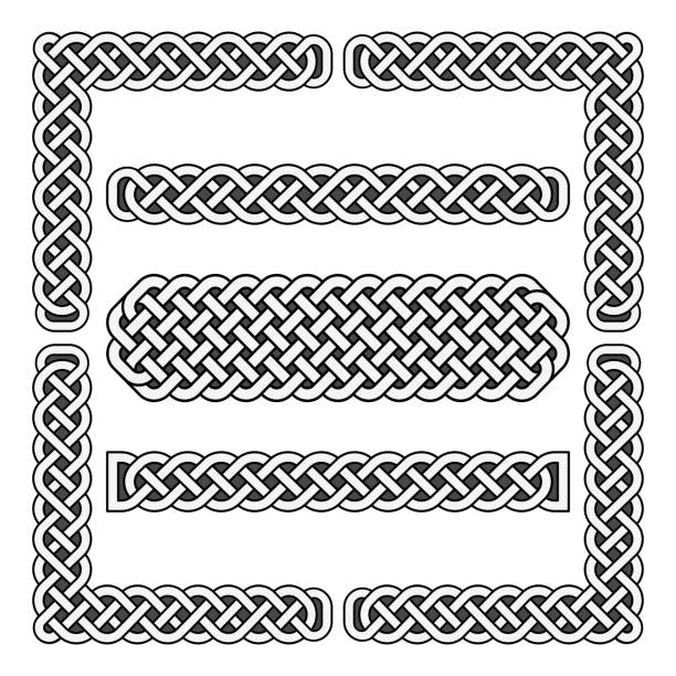 ilustrações de stock, clip art, desenhos animados e ícones de celtic knots vector medieval borders and corner elements - celtic cross