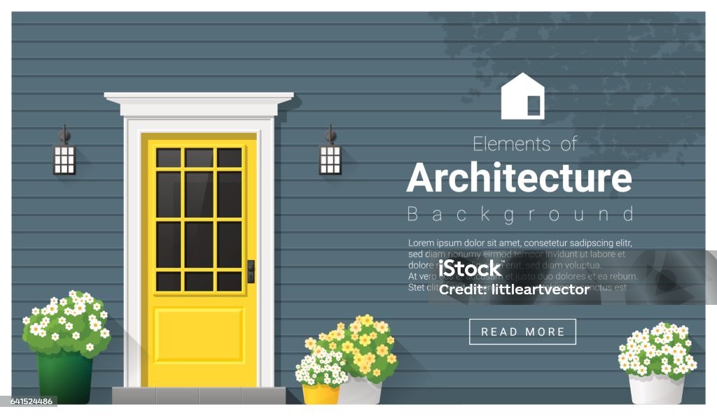 Elementos de arquitetura, fundo de porta, vetorial, ilustração - Vetor de Porta principal royalty-free