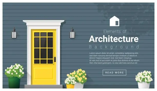 Vector illustration of Elements of architecture , front door background , vector ,illustration